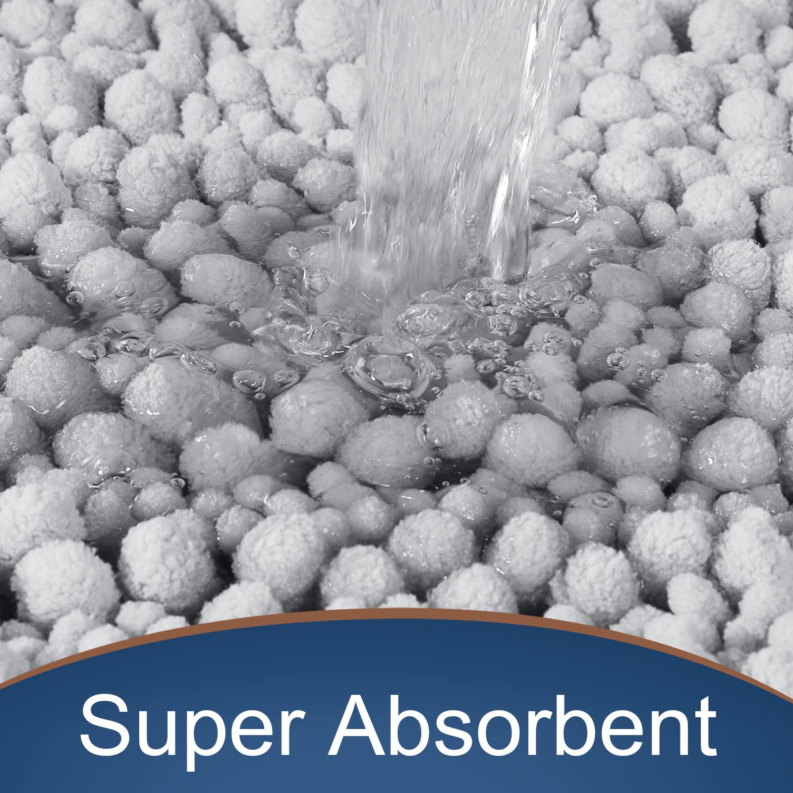 Yimobra Original Luxury Chenille Bath Mat  44.1 x 24 Inches  Soft Shaggy and Comfortable  Large Size  Super Absorbent and Thick  Non-Slip  Machine Washable  Perfect for Bathroom  Silver